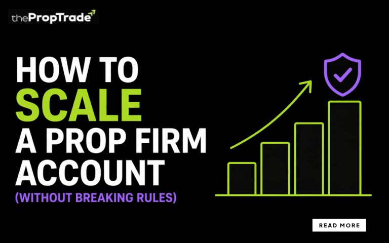 How to scale a prop firm account without breaking rules, showing gradual account growth, risk control, and consistent trading performance.
