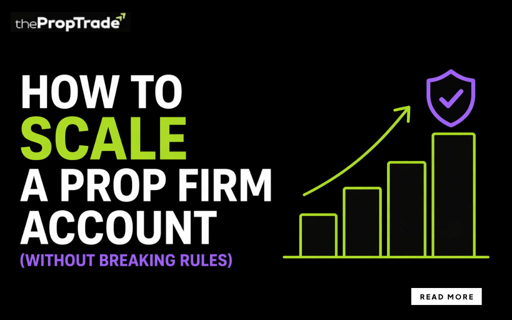 How to scale a prop firm account without breaking rules, showing gradual account growth, risk control, and consistent trading performance.
